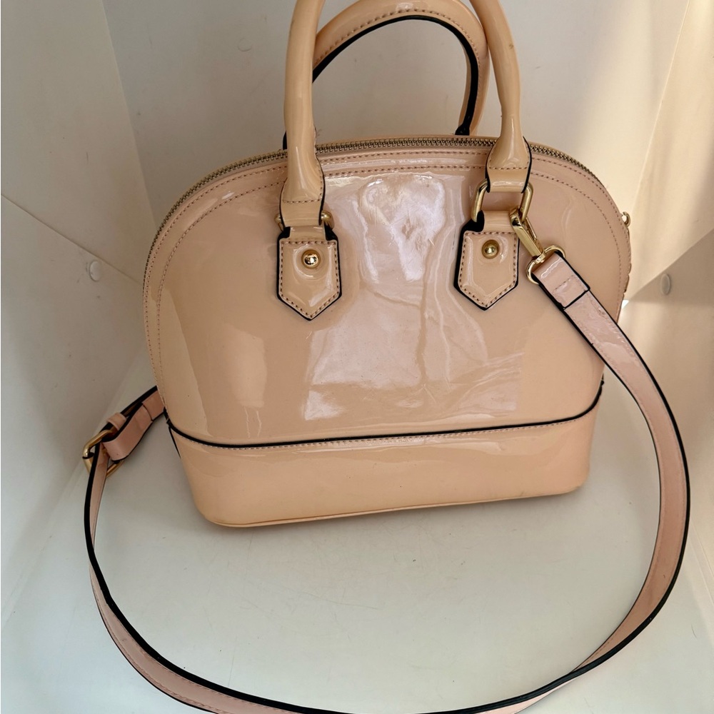 Elegant BeCool Vegan Patten Leather Cream Handbag